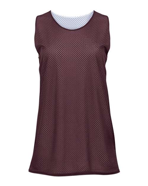 Women's Pro Mesh Reversible Tank Top - Maroon/ White Front
