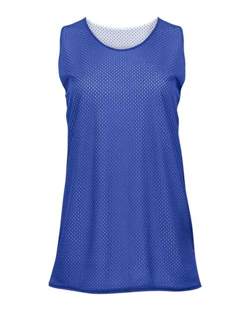 Women's Pro Mesh Reversible Tank Top - Royal/ White Front