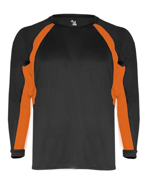 Men's B-Core Hook Long Sleeve T-Shirt - Black/ Burnt Orange Front