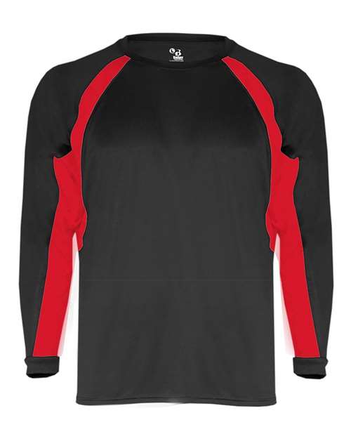 Men's B-Core Hook Long Sleeve T-Shirt - Black/ Red Front
