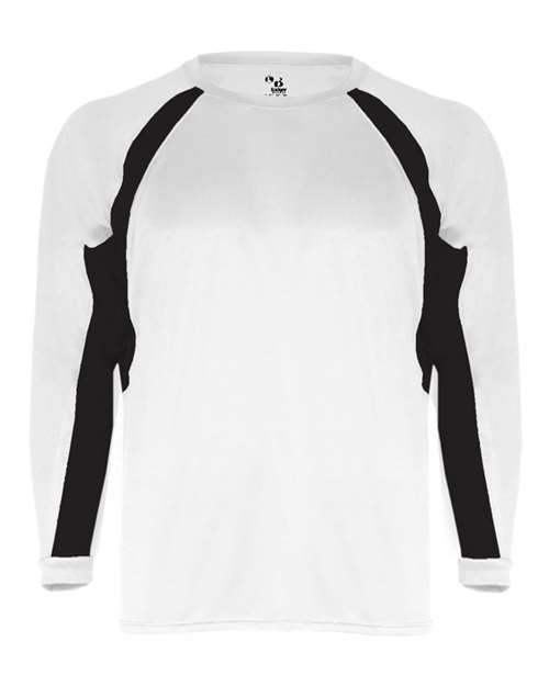 Men's B-Core Hook Long Sleeve T-Shirt - White/ Black Front