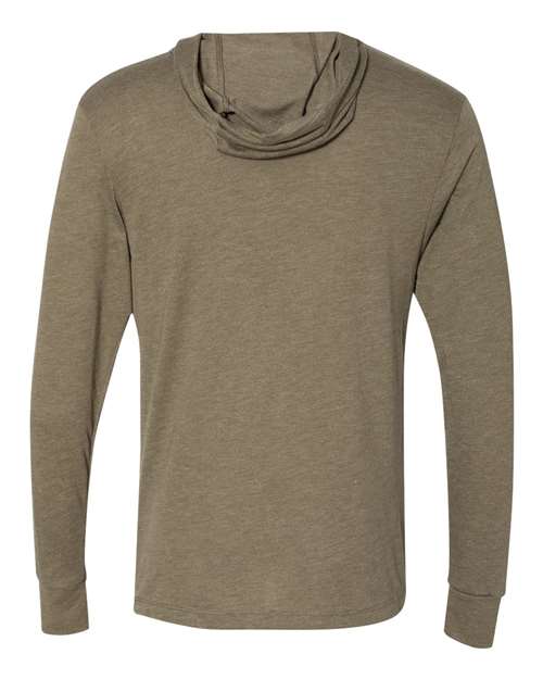Unisex Triblend Hooded Long Sleeve Pullover T-Shirt - Military Green Back