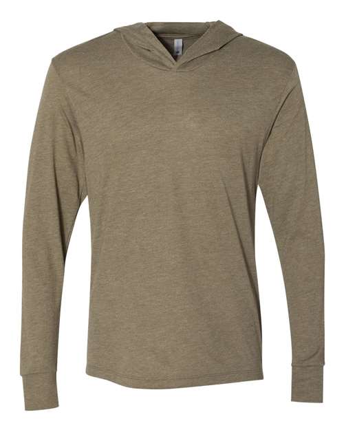 Unisex Triblend Hooded Long Sleeve Pullover T-Shirt - Military Green Front