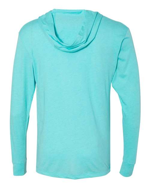 Unisex Triblend Hooded Long Sleeve Pullover T-Shirt - Tahiti Blue Back