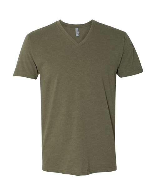 Men's CVC V-Neck T-Shirt - Military Green Front
