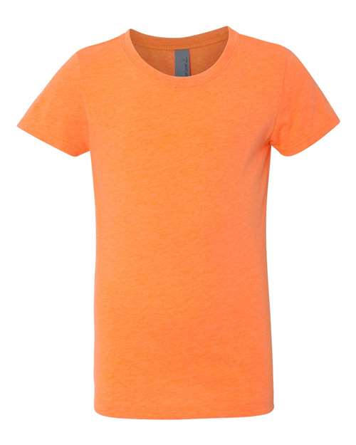 Girls’ CVC Princess T-Shirt - Neon Heather Orange Front