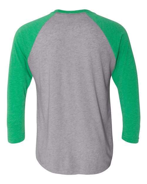 Unisex Triblend Three-Quarter Raglan T-Shirt - Envy Sleeves/ Premium Heather Body Back