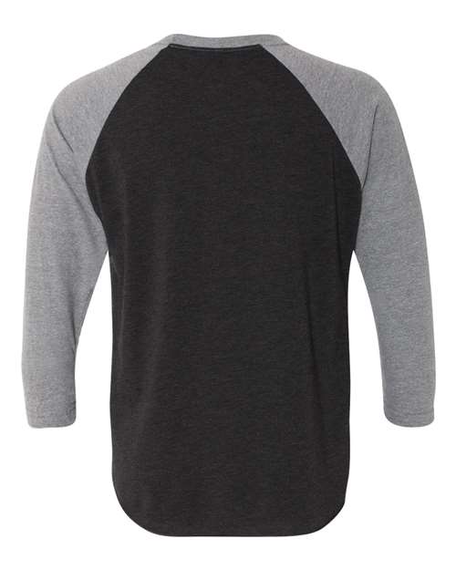 Unisex Triblend Three-Quarter Raglan T-Shirt - Premium Heather Sleeves/ Vintage Black Body Back