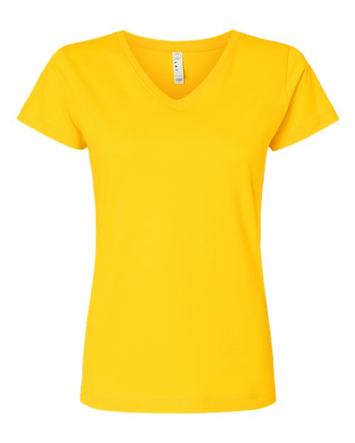 Women's Fine Jersey V-Neck Tee - Yellow Front