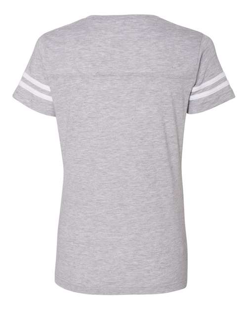 Women's Football V-Neck Fine Jersey Tee - Vintage Heather/ White Back