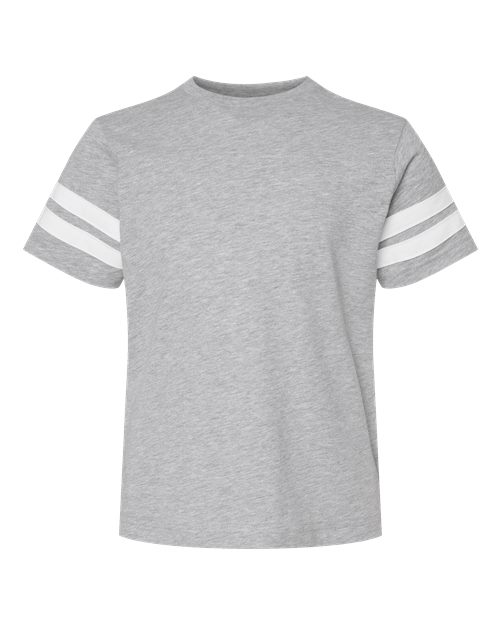 Youth Football Fine Jersey Tee - Vintage Heather/ White Front