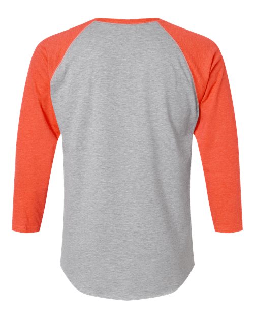 Men's Baseball Fine Jersey Three-Quarter Sleeve Tee - Vintage Heather/ Vintage Orange Back