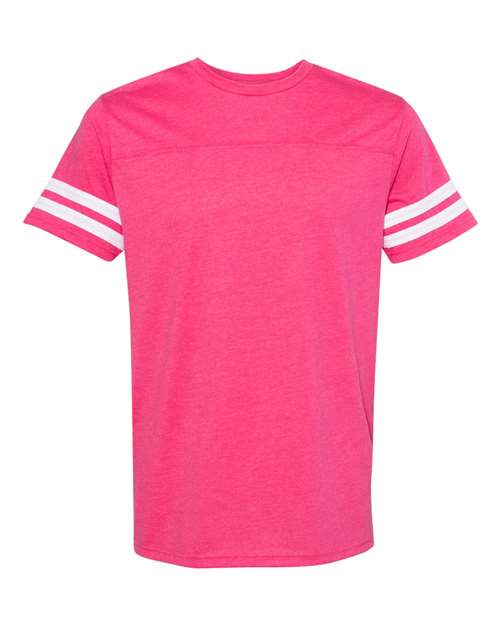 Men's Football Fine Jersey Tee - Vintage Hot Pink/ White Front