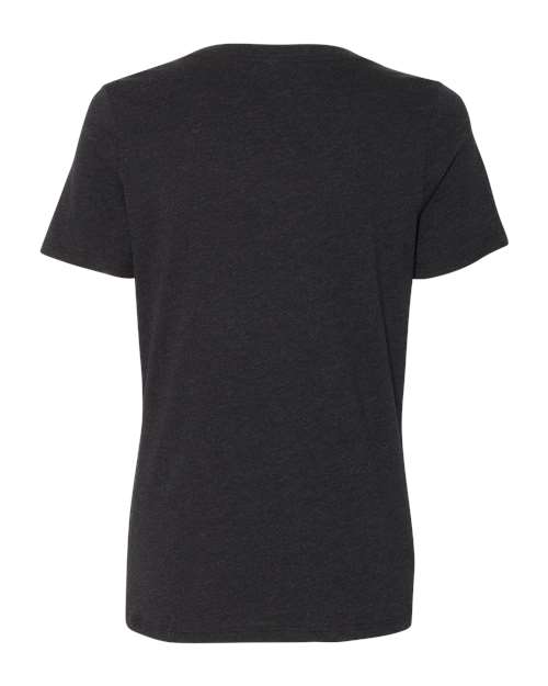 Women's Relaxed Heather CVC V-Neck Tee - Black Heather Back