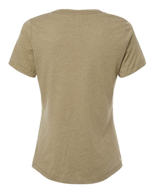 Women's Relaxed Heather CVC V-Neck Tee - Heather Olive Back