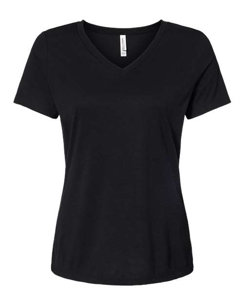 Women's Relaxed Triblend V-Neck Tee - Solid Black Triblend Front