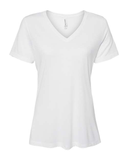 Women's Relaxed Triblend V-Neck Tee - Solid White Triblend Front