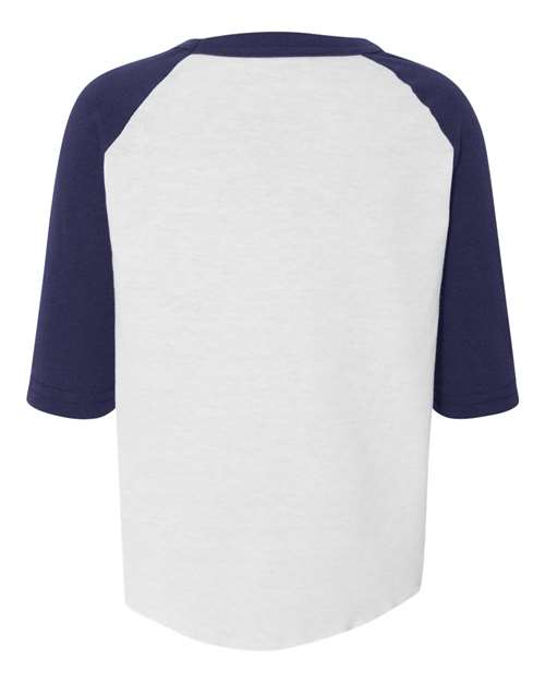 Toddler Three-Quarter Sleeve Baseball Jersey - White/ Navy Back