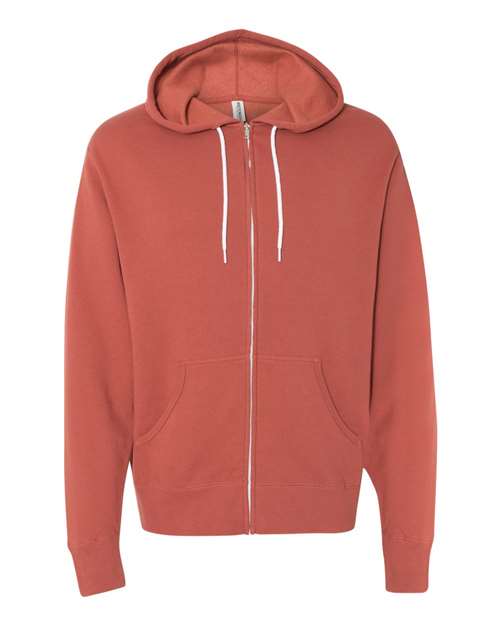 Unisex Lightweight Full-Zip Hooded Sweatshirt - Rust Front