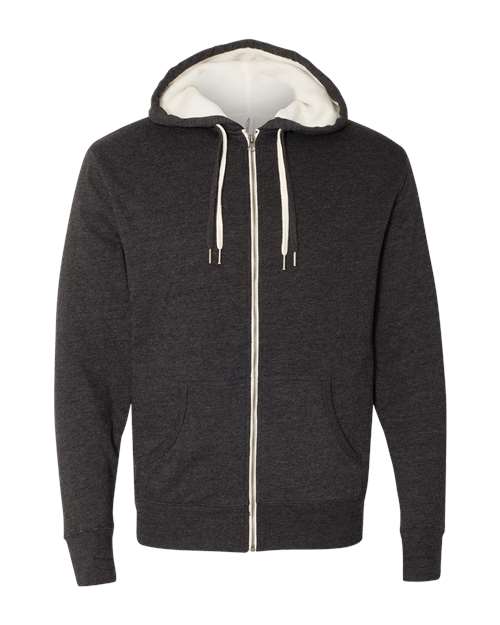 Unisex Sherpa-Lined Hooded Sweatshirt - Charcoal Heather Front