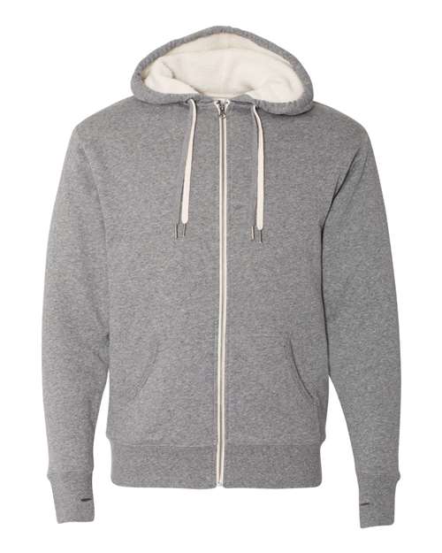 Unisex Sherpa-Lined Hooded Sweatshirt - Salt & Pepper Front