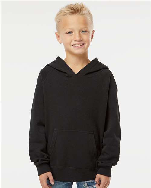 Independent Trading Co. Youth Lightweight Special Blend Raglan Hooded Sweatshirt - Model Front