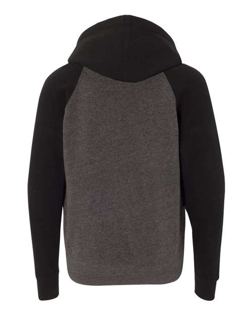 Youth Lightweight Special Blend Raglan Hooded Sweatshirt - Carbon/ Black Back