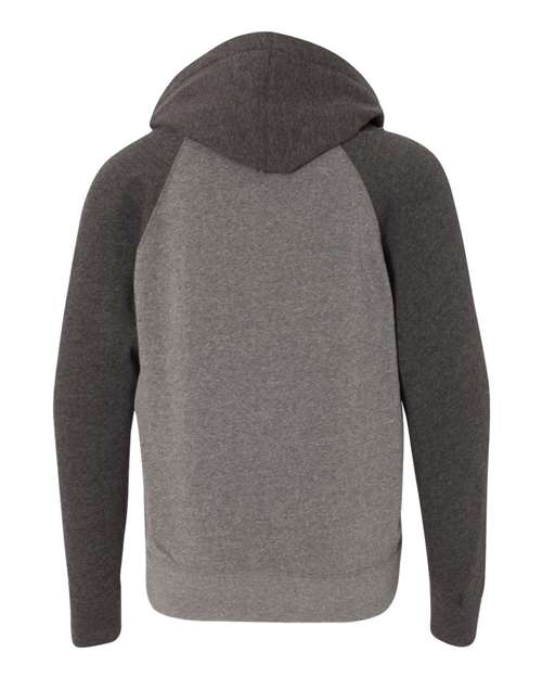 Youth Lightweight Special Blend Raglan Hooded Sweatshirt - Nickel/ Carbon Back