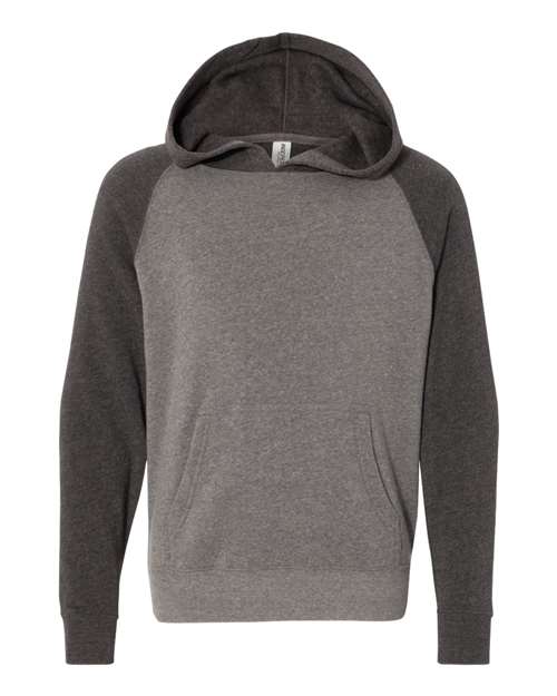 Youth Lightweight Special Blend Raglan Hooded Sweatshirt - Nickel/ Carbon Front