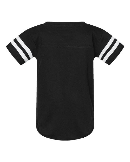 Infant Football Fine Jersey Bodysuit - Black Solid/ White Back