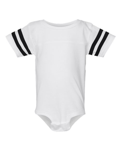 Infant Football Fine Jersey Bodysuit - White Solid/ Black Front