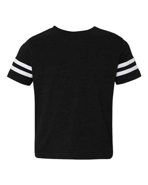 Toddler Football Fine Jersey Tee - Black Solid/ White Front