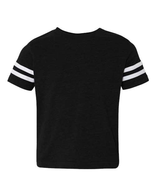 Rabbit Skins Toddler Football Fine Jersey Tee - Black Solid/ White Front