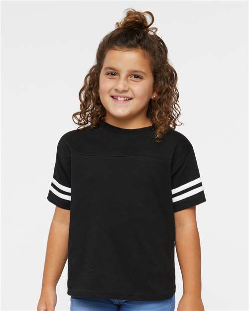 Rabbit Skins Toddler Football Fine Jersey Tee - Model Front