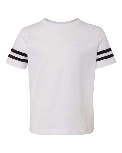 Toddler Football Fine Jersey Tee - White Solid/ Black Front