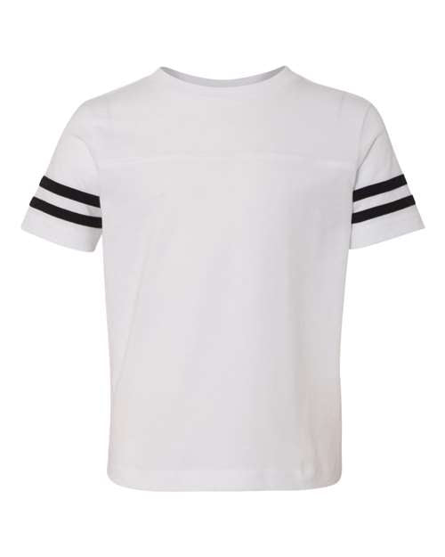 Rabbit Skins Toddler Football Fine Jersey Tee - White Solid/ Black Front