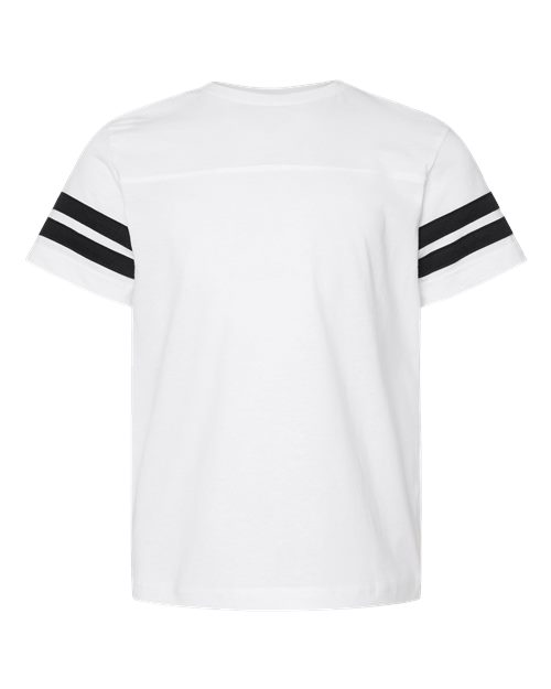 Youth Football Fine Jersey Tee - White Solid/ Black Front