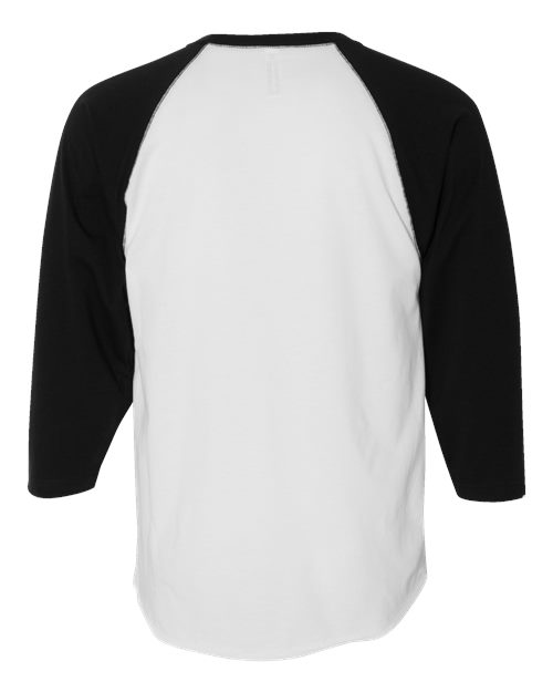 Men's Baseball Fine Jersey Three-Quarter Sleeve Tee - White Solid/ Black Back