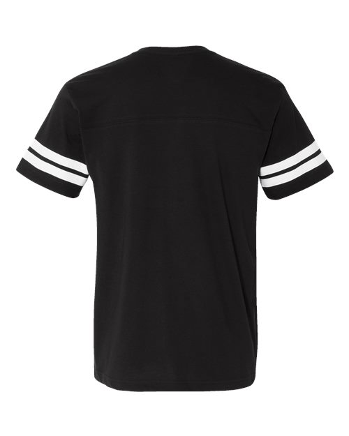 Men's Football Fine Jersey Tee - Black Solid/ White Back