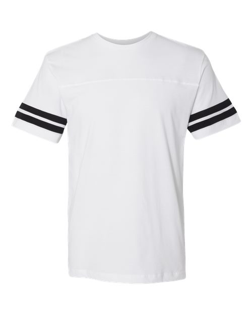Men's Football Fine Jersey Tee - White Solid/ Black Front