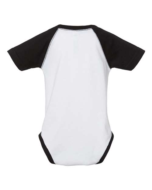 Infant Baseball Fine Jersey Bodysuit - White Solid/ Black Back