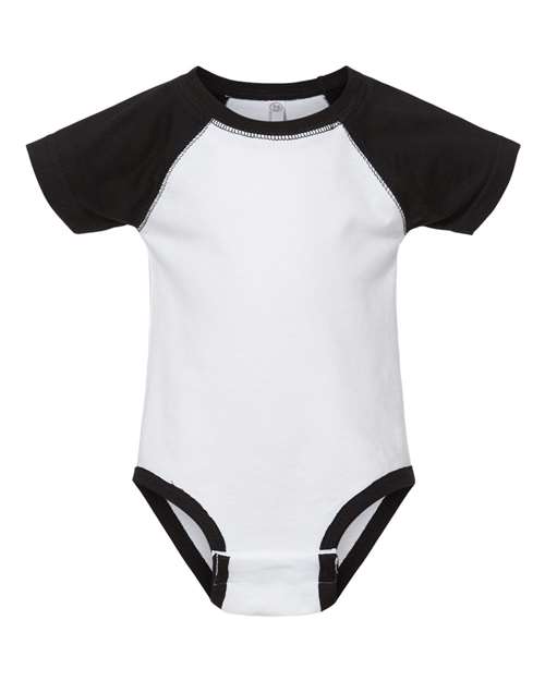 Infant Baseball Fine Jersey Bodysuit - White Solid/ Black Front