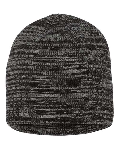 8" Marled Beanie - Black/ Dark Grey Back