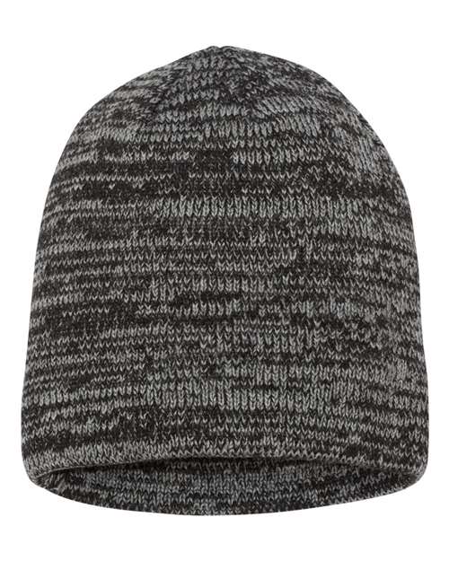 8" Marled Beanie - Grey/ Charcoal Back