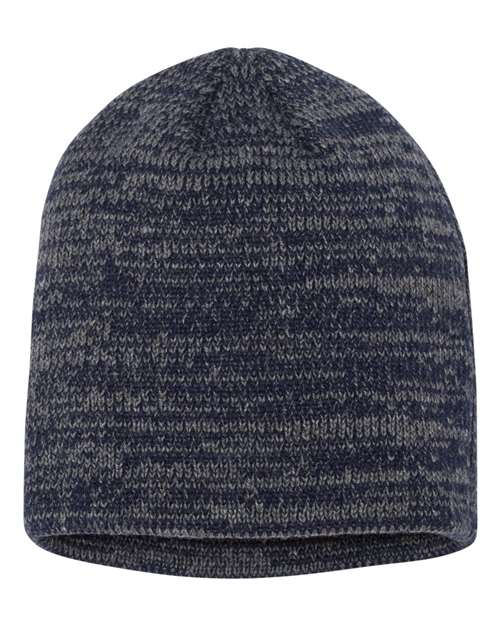 8" Marled Beanie - Navy/ Dark Grey Front