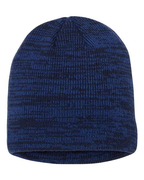 8" Marled Beanie - Royal/ Navy Front
