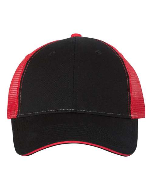 Sandwich Trucker Cap - Black/ Red Front