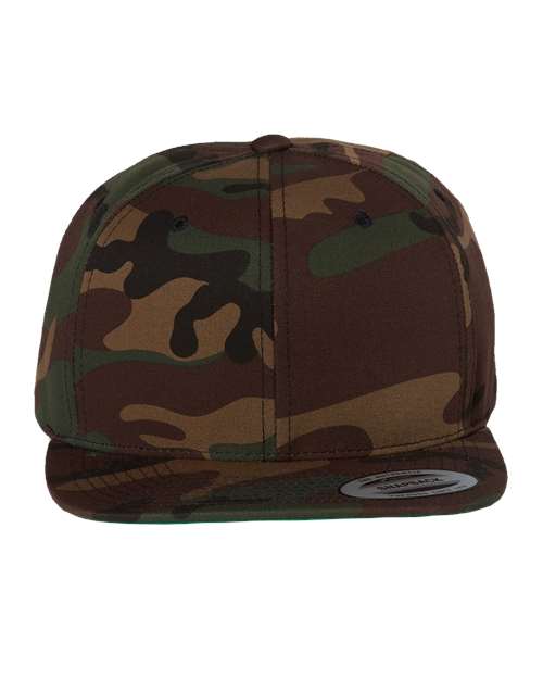 YP Classics Premium Flat Bill Snapback Cap - Green Camo Front