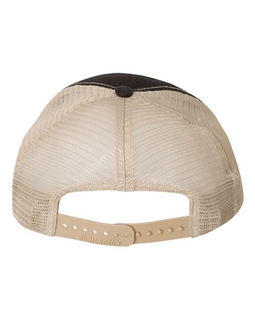 Garment-Washed Trucker Cap - Black/ Khaki Back
