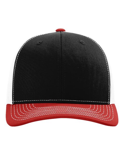 Snapback Trucker Cap - Black/ White/ Red Front